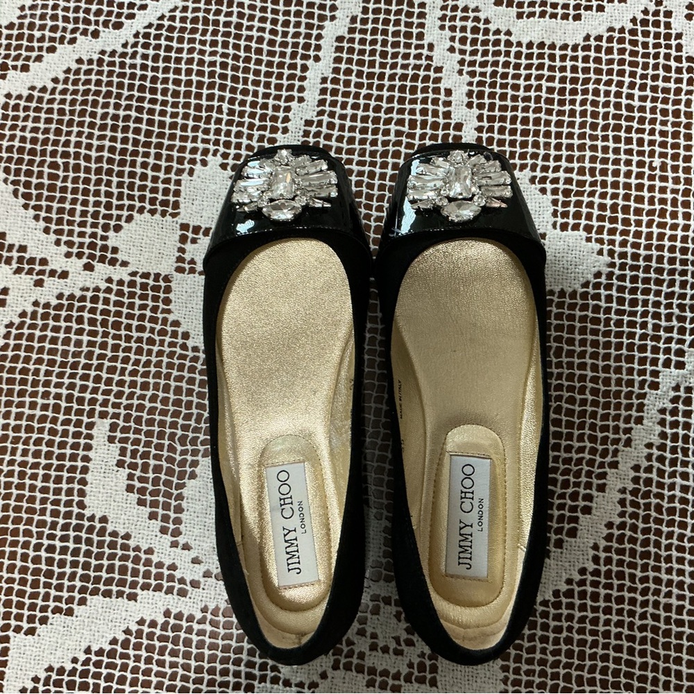 Jimmy Choo Black and Silver Embellished Flats size 5.5 Euro 3.5
